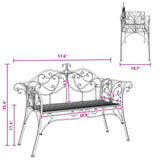 Garden Bench 2-Seater 130 x 47 x 90 cm Steel Silver Grey