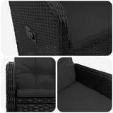 Reclining Garden Chair Black Poly Rattan - Close-Up Angle