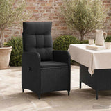 Reclining Garden Chair Black Poly Rattan - Side View