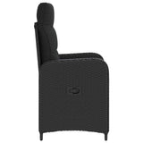 Reclining Garden Chair Black Poly Rattan - 45-Degree Angle