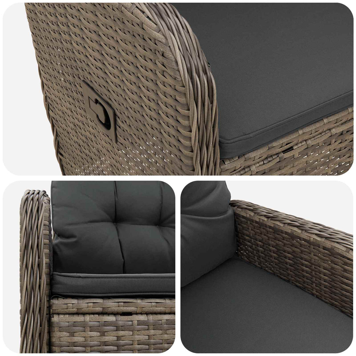 Reclining Garden Chair Grey and Dark Grey