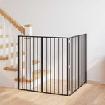 Dog Gate 2 Panels Black 100 x 100 cm Galvanised Steel