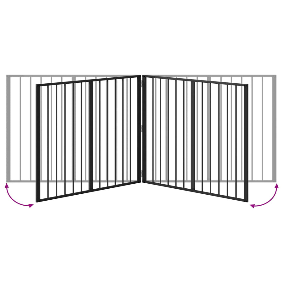 Dog Gate 2 pcs Black 100 x 80 cm Galvanised Steel