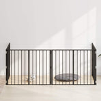 Dog Gate 4 pcs Black 100 x 80 cm Galvanised Steel