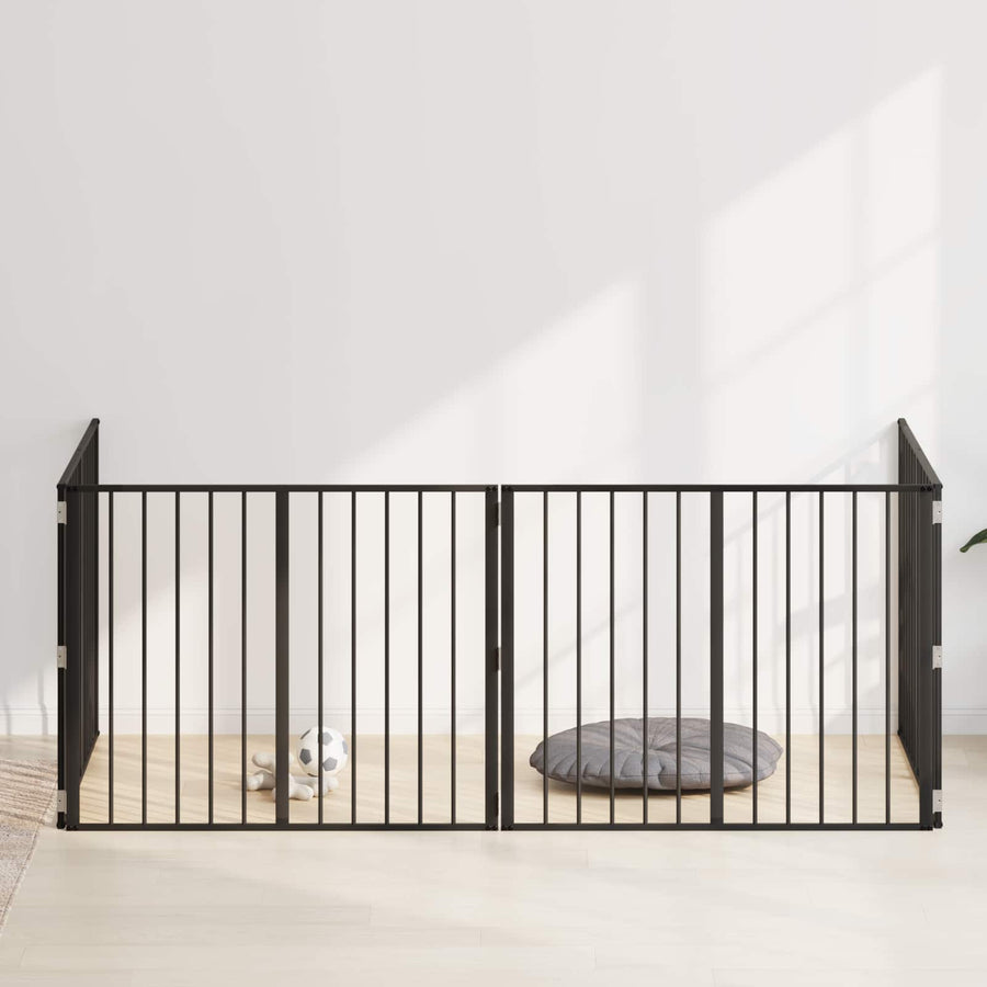 Dog Gate 4 pcs Black 100 x 80 cm Galvanised Steel