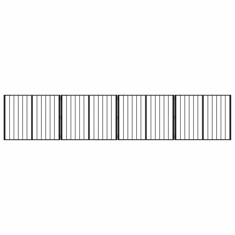 Dog Gate 4 pcs Black 100 x 80 cm Galvanised Steel
