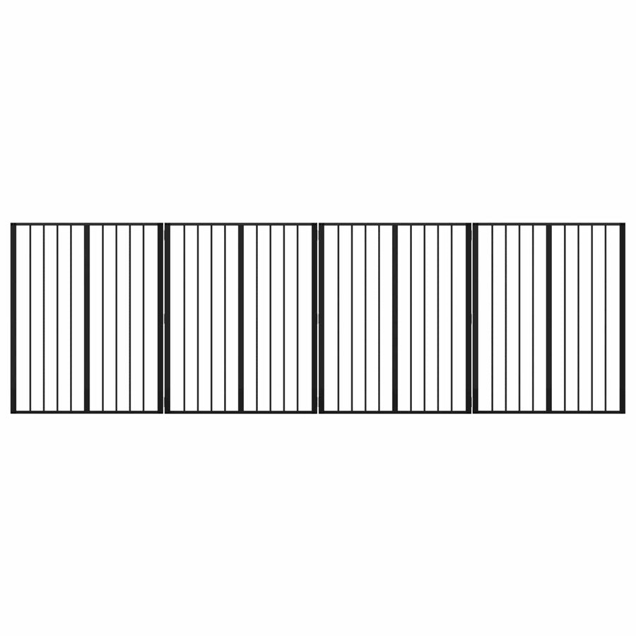 Dog Gate 4 pcs Black 80 x 100 cm Galvanised Steel