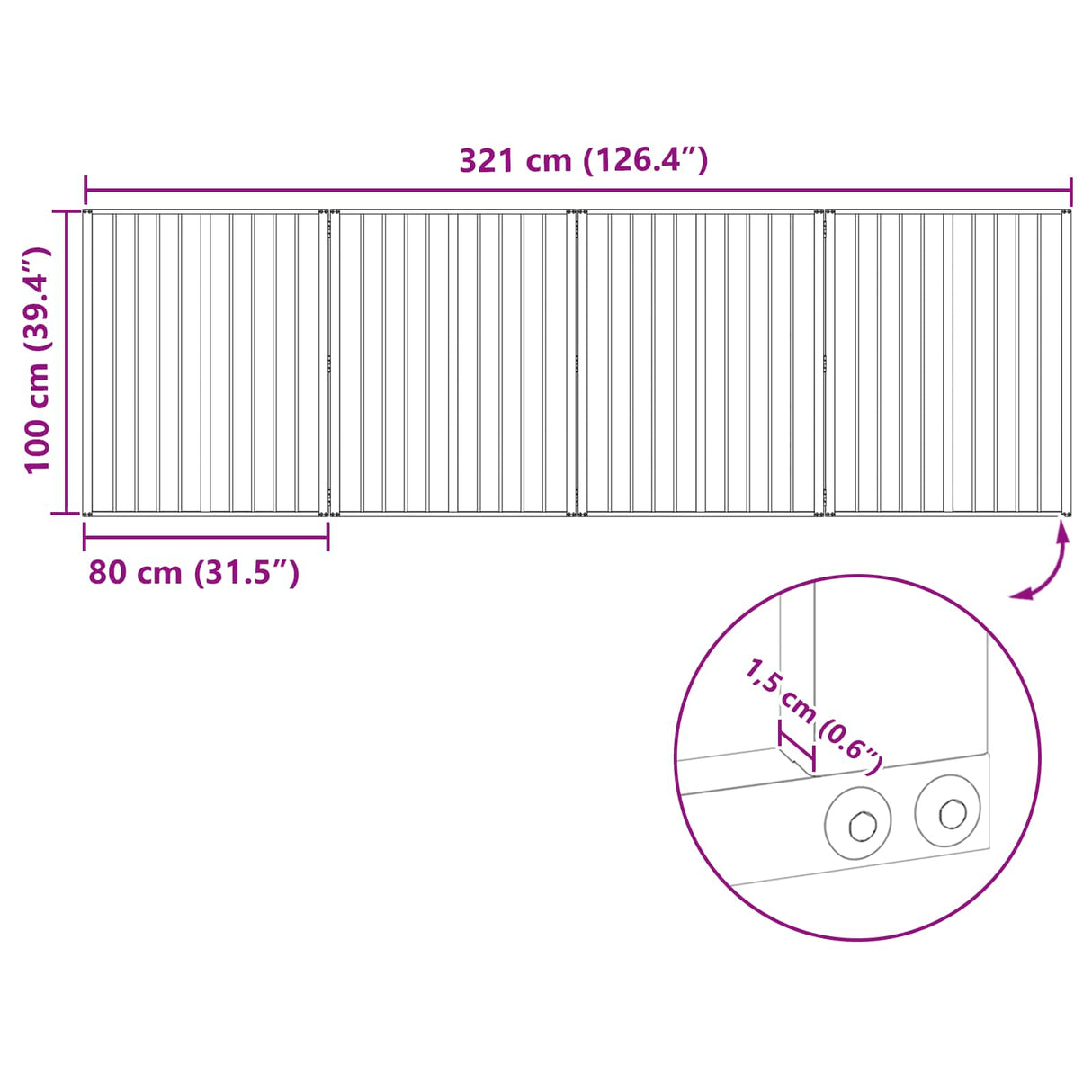 Dog Gate 4 pcs Black 80 x 100 cm Galvanised Steel