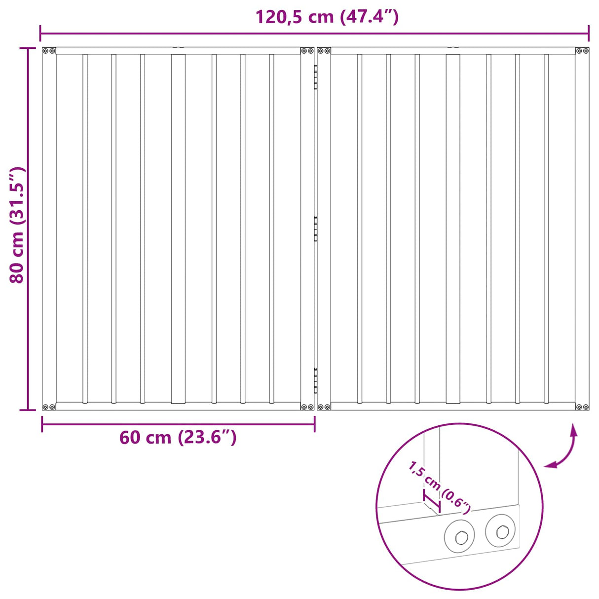 Dog Gate 2 pcs Black 60 x 80 cm Galvanised Steel