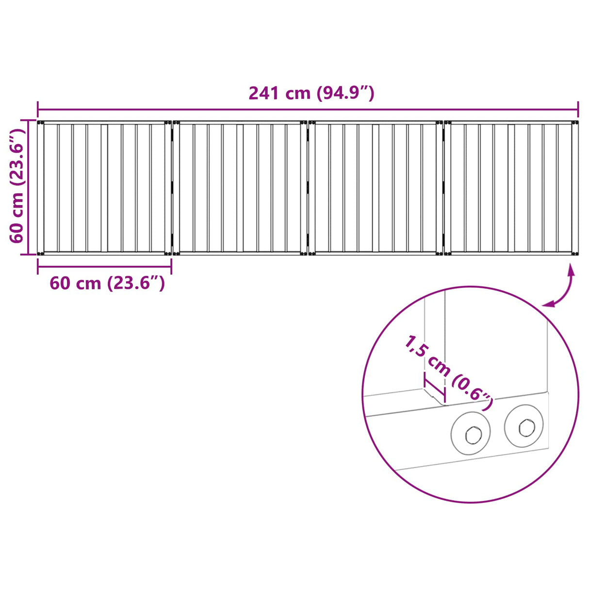 Dog Gate 4 pcs Black 60 x 60 cm Galvanised Steel