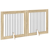 Foldable Dog Gate with Stands 2 pcs Sonoma Oak 200.5 cm - Side View
