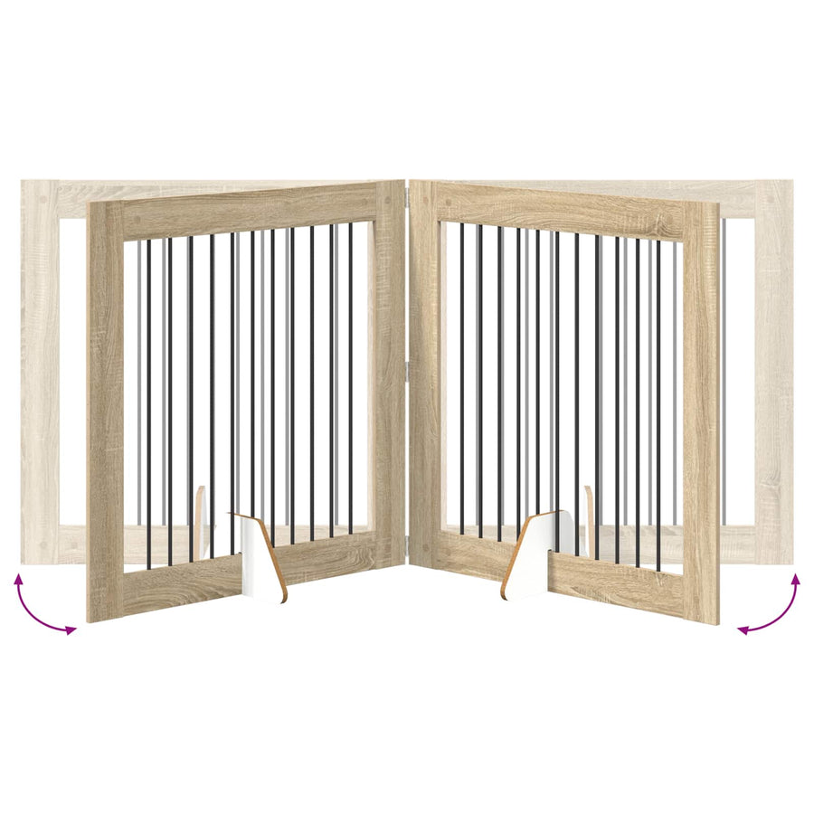 Foldable Dog Gate with Stands 2 pcs Sonoma Oak 200.5 cm