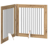 Foldable Dog Gate with Stands 2 pcs Artisan Oak 200.5 cm - Front View