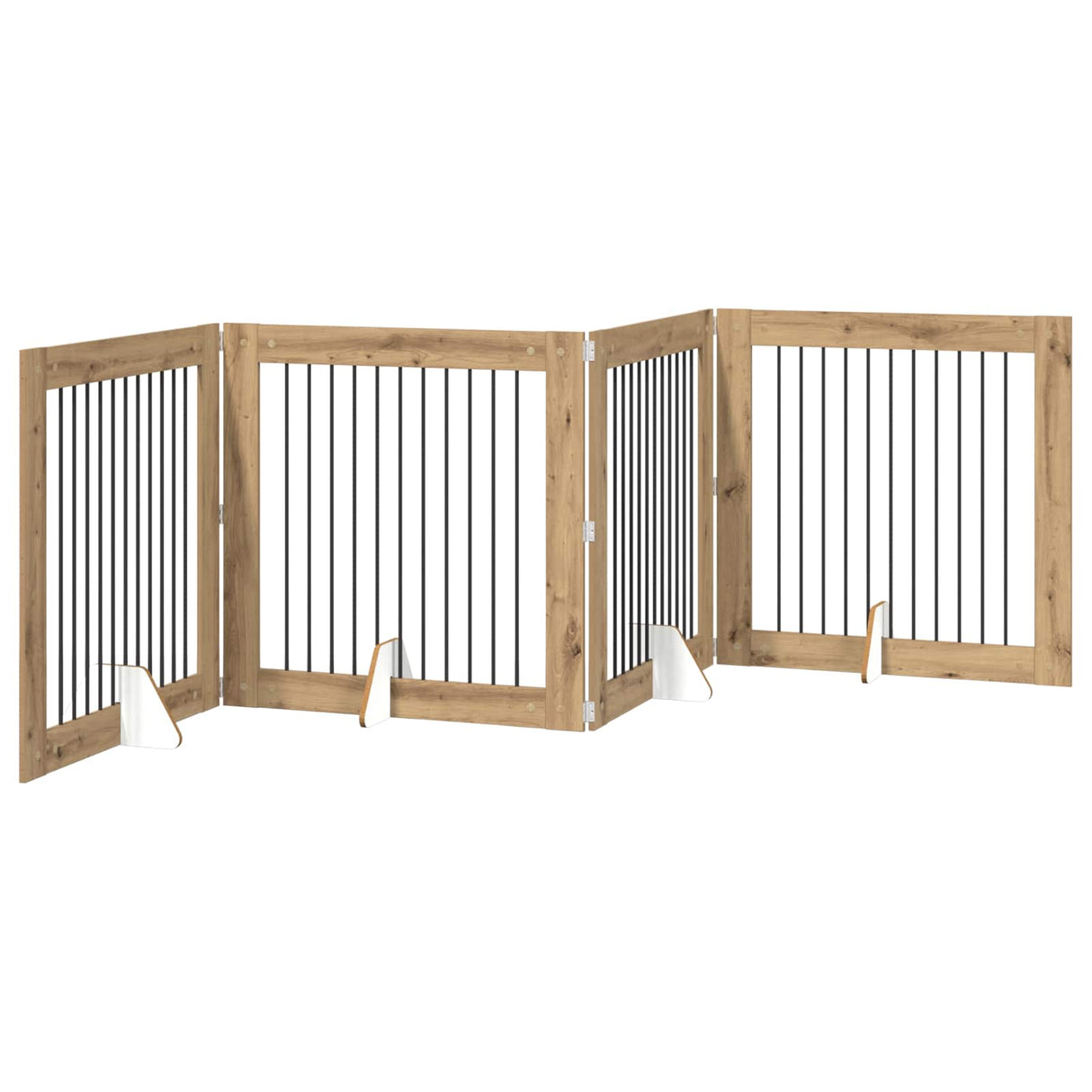 Foldable Dog Gate with Stands 4 pcs Artisan Oak 401 cm
