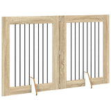 Foldable Dog Gate with Stands 2 pcs Sonoma Oak 160.5 cm - Side View