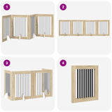 Foldable Dog Gate with Stands 4 pcs Sonoma Oak 321 cm - Close-Up Angle
