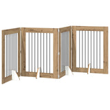 Foldable Dog Gate with Stands 4 pcs Artisan Oak 321 cm - Front View