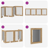 Foldable Dog Gate with Stands 4 pcs Artisan Oak 321 cm - Close-Up Angle