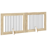 Foldable Dog Gate with Stands 2 pcs Sonoma Oak 200.5 cm - Side View
