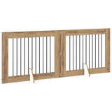 Foldable Dog Gate with Stands 2 pcs Artisan Oak 200.5 cm - Side View