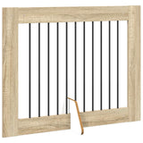 Foldable Dog Gate with Stands 4 pcs Sonoma Oak 401 cm - Side View