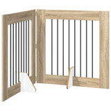 Foldable Dog Gate with Stands 2 pcs Sonoma Oak 160.5 cm - Front View