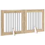 Foldable Dog Gate with Stands 2 pcs Sonoma Oak 160.5 cm - Side View