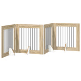 Foldable Dog Gate with Stands 4 pcs Sonoma Oak 321 cm - Front View