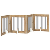 Foldable Dog Gate with Stands 4 pcs Artisan Oak 321 cm - Front View