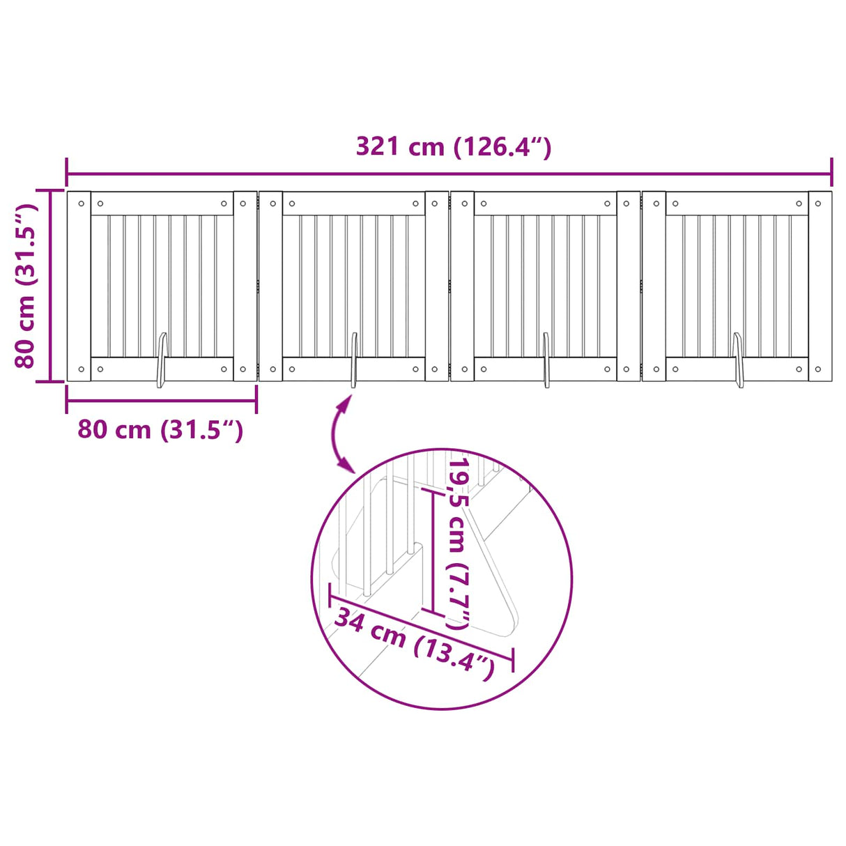 Foldable Dog Gate with Stands 4 pcs Artisan Oak 321 cm