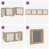 Foldable Dog Gate with Stands 4 pcs Artisan Oak 321 cm - Close-Up Angle