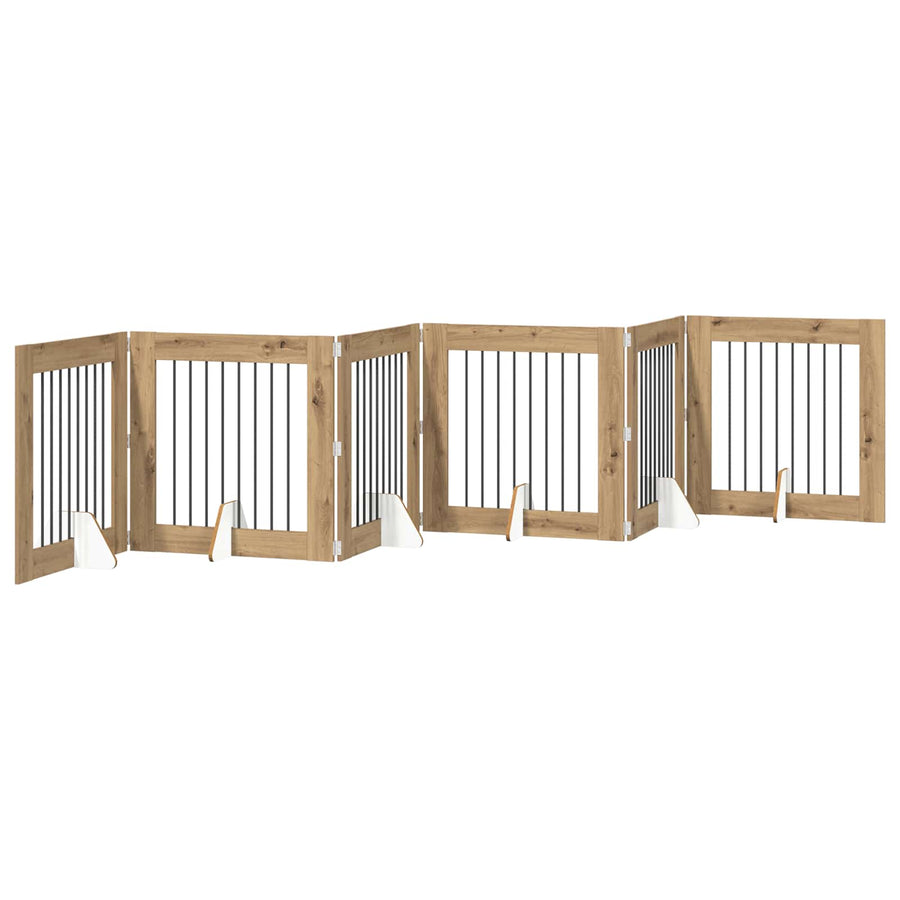 Foldable Dog Gate with Stands 6 pcs Artisan Oak 482 cm