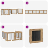 Foldable Dog Gate with Stands 6 pcs Artisan Oak 482 cm - Close-Up Angle