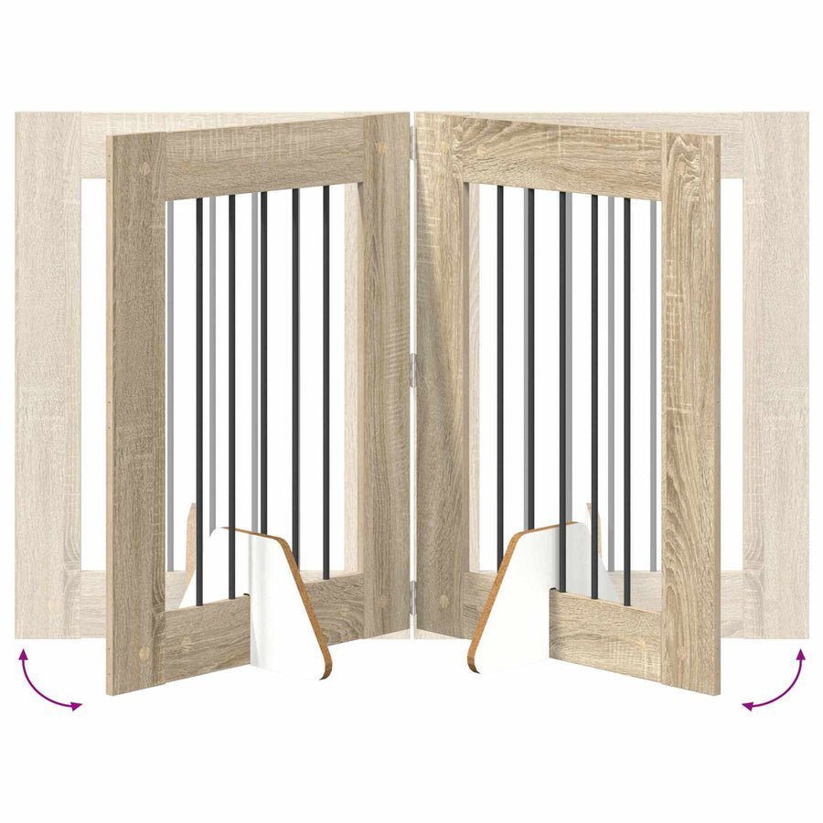 Foldable Dog Gate with Stands 2 pcs Sonoma Oak 120,5 cm