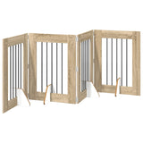 Foldable Dog Gate with Stands 4 pcs Sonoma Oak 241 cm - Front View