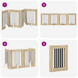 Foldable Dog Gate with Stands 4 pcs Sonoma Oak 241 cm - Close-Up Angle