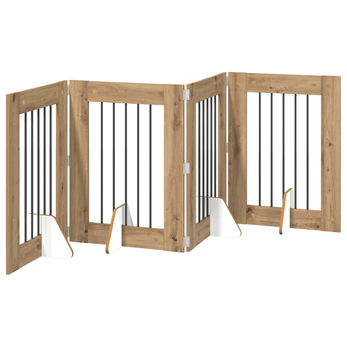 Foldable Dog Gate with Stands 4 pcs Artisan Oak 241 cm