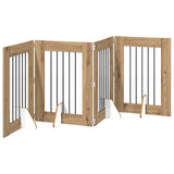 Foldable Dog Gate with Stands 4 pcs Artisan Oak 241 cm - Front View