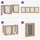 Foldable Dog Gate with Stands 4 pcs Artisan Oak 241 cm - Close-Up Angle