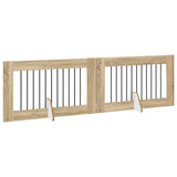 Foldable Dog Gate with Stands 2 pcs Sonoma Oak 200.5 cm - Side View