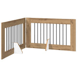 Foldable Dog Gate with Stands 2 pcs Artisan Oak 200.5 cm - Front View