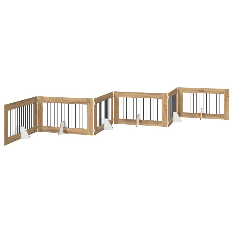 Foldable Dog Gate with Stands 6 pcs Artisan Oak 602 cm