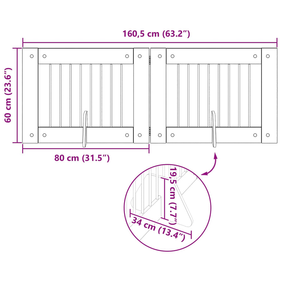 Foldable Dog Gate with Stands 2 pcs 160.5 cm