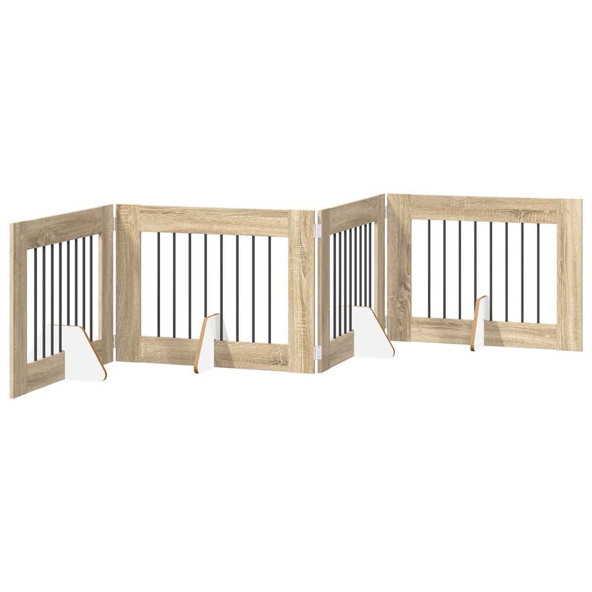 Foldable Dog Gate with Stands 4 pcs Sonoma Oak 321 cm