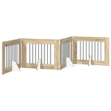Foldable Dog Gate with Stands 4 pcs Sonoma Oak 321 cm - Front View