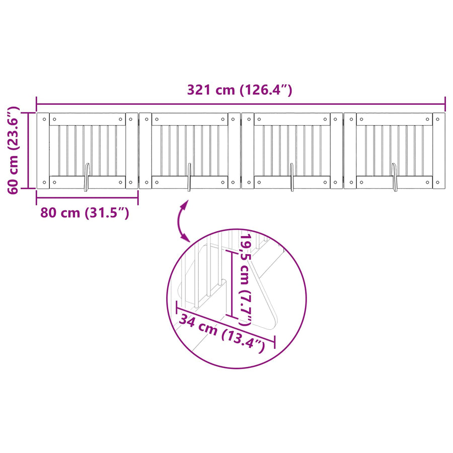Foldable Dog Gate with Stands 4 pcs Sonoma Oak 321 cm