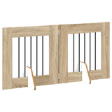 Foldable Dog Gate with Stands 2 pcs Sonoma Oak 120,5 cm - Side View