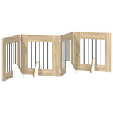Foldable Dog Gate with Stands 4 pcs Sonoma Oak 241 cm - Front View