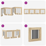 Foldable Dog Gate with Stands 4 pcs Sonoma Oak 241 cm - Close-Up Angle
