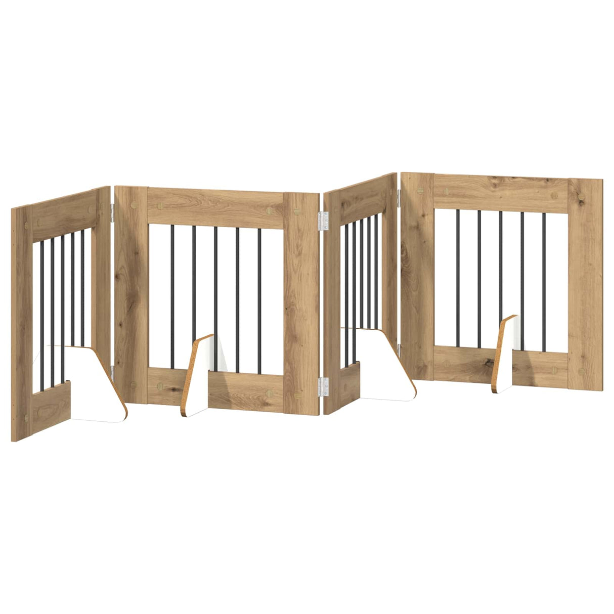Foldable Dog Gate with Stands 4 pcs Artisan Oak 241 cm